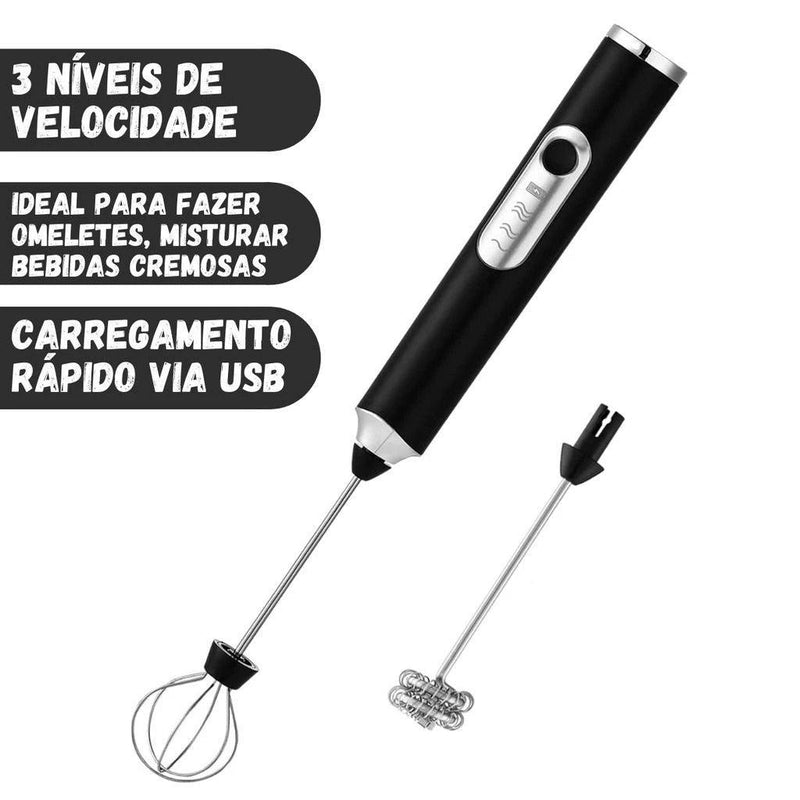 Mixer Elétrico 2 em 1 - Perfeito para Leite, Café e Bebidas Espumantes