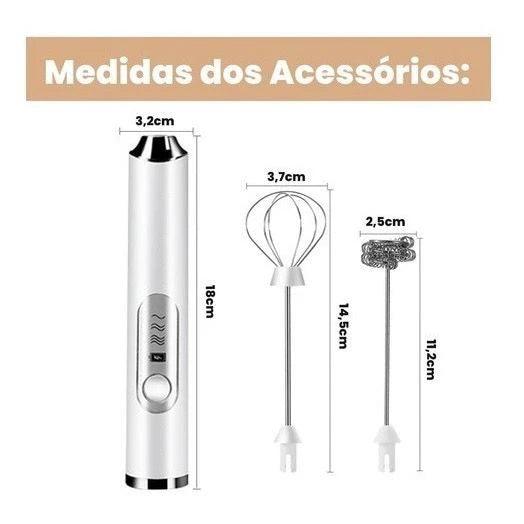 Mixer Elétrico 2 em 1 - Perfeito para Leite, Café e Bebidas Espumantes